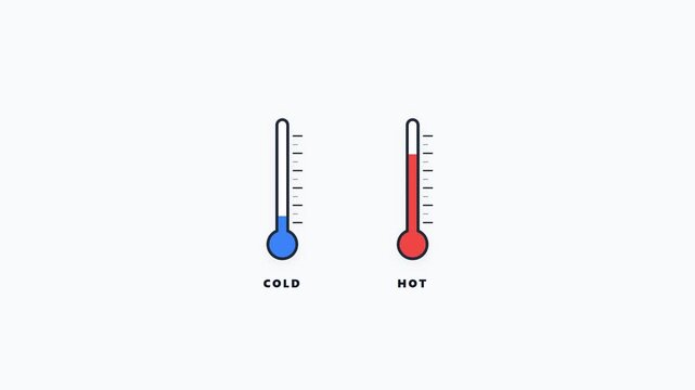 Minimalist illustration of hot and cold thermometers side by side.