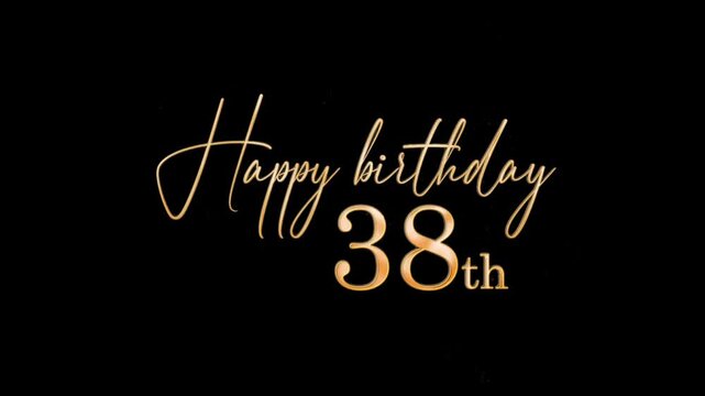 Beautiful Golden Banner Happy 38th Birthday, thirty eight, congratulations with golden particles, transparent background