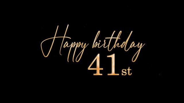 Beautiful Golden Banner Happy 41st Birthday, forty one, congratulations with golden particles, transparent background