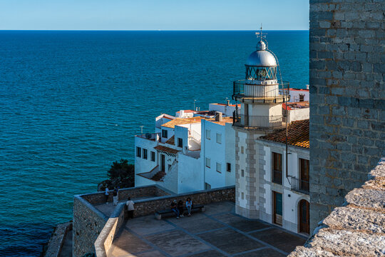 Scenic summer sight in Peniscola, beautiful seaside town in the Province of Castellon, Valencian Comunity, Spain.