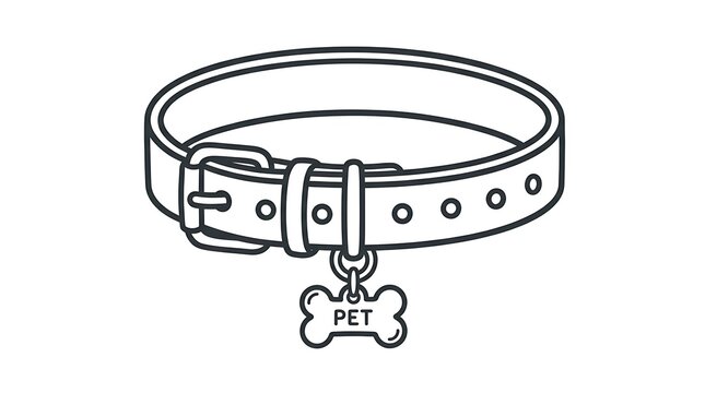 Black dog collar with bone tag and buckle detail