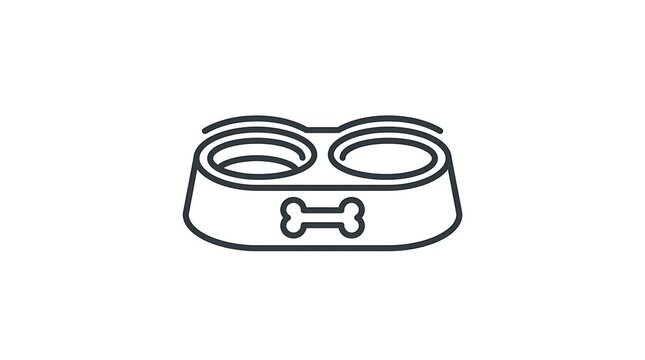 Simple dog bowl with bone icon illustration