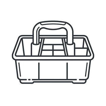 Empty plastic tool box with handle and compartments