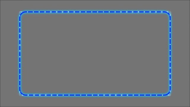 Neon blue glowing dashed border frame with rounded corners for digital overlay