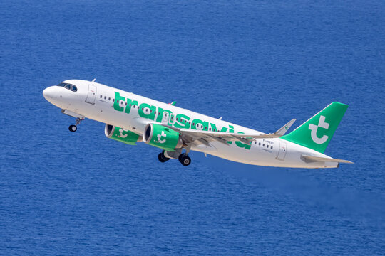 Transavia Airbus A320neo airplane at Rhodes airport in Greece
