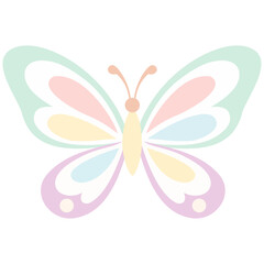 Naklejka premium Pastel Butterfly with Mint Blush Cream Wings Graceful Spring Insect Decorative Botanical Nature Illustration