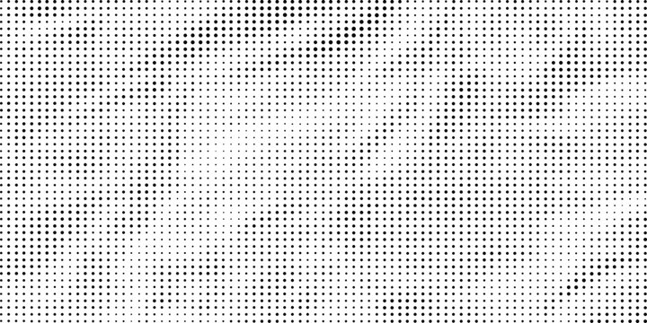 Abstract halftone pattern background with black dots of varying sizes on a white backdrop, creating a subtle gradient texture for modern graphic design editable stroke