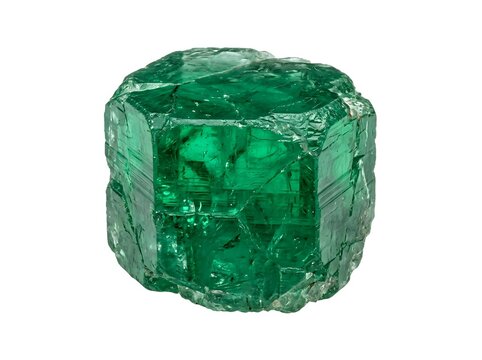 Rough emerald crystal specimen with deep green color and natural