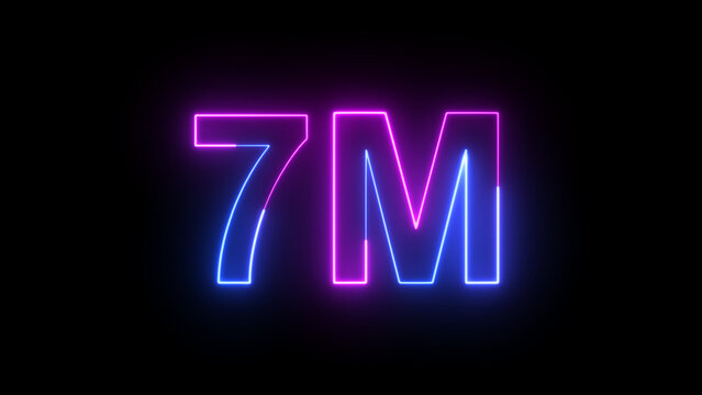 7M Blue and Pink Neon Milestone with Glowing Number on Dark Background PNG