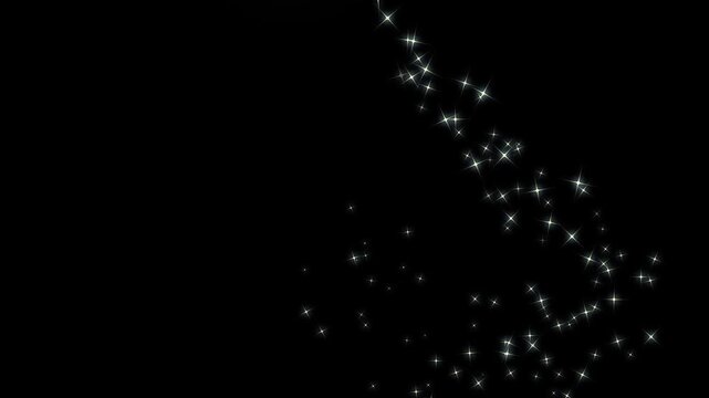 2D Luxury white glitter sparkle line trail with magical fairy dust, twinkling star particles, glowing pixie dust shimmer and elegant Christmas transition overlay on black screen in ultra HD and 4K