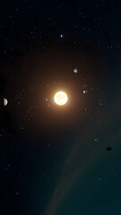 Fototapeta premium Earth Rising Above the Moon Horizon in Deep Space
