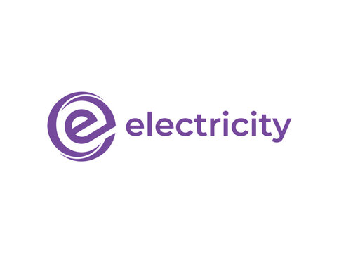 Modern electricity logo with stylized letter E and text.