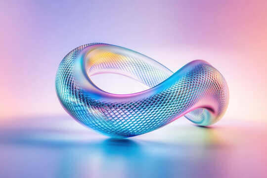 A surreal 3D torus with a futuristic, liquid metal surface. Its vibrant neon gradient hues of electric blue, acid green, and deep crimson create a mesmerizing sci-fi visual effect.