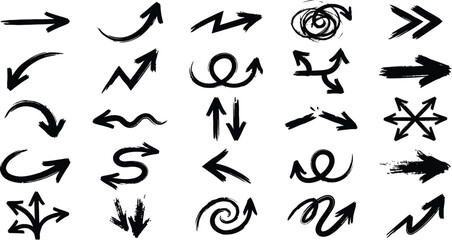 Fototapeta premium Set of Arrow Icons and Vector Symbols for Direction, Web Navigation, Buttons, Signs, Illustration and Graphic Design Elements