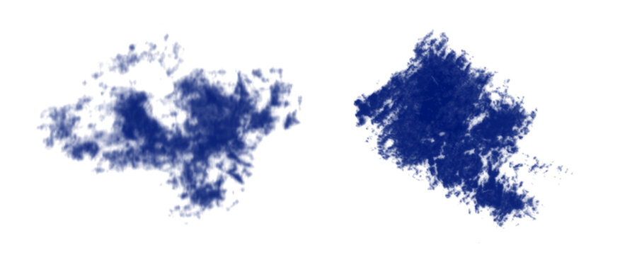 Two dark blue ink splatter shapes with rough texture and artistic paint design elements Background