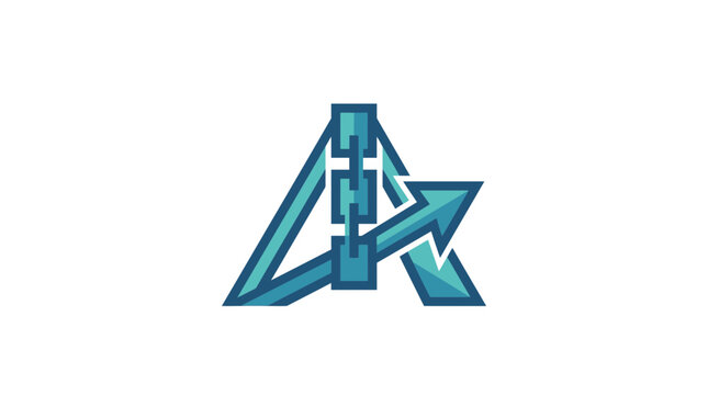 Modern abstract letter A logo with arrow, isolated on transparent background
