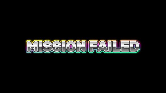 Mission Failed text with shiny metallic chrome effect on a black background