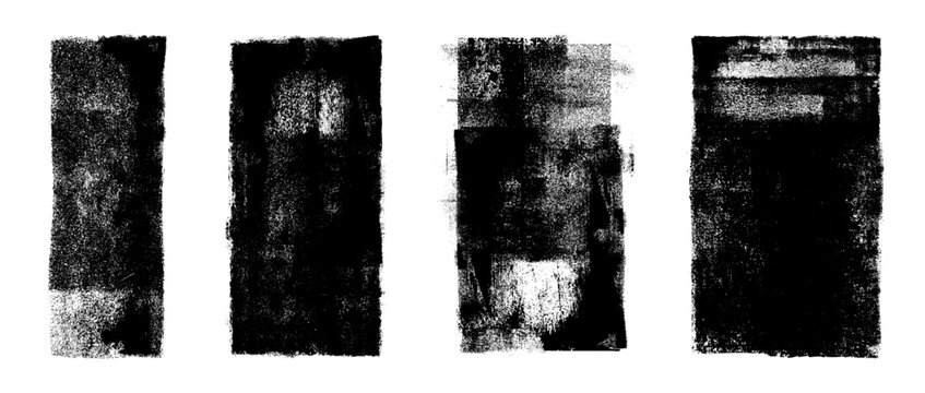 Roller ink textures set, grunge stamp texture, dust overlay dirty backgrounds effect with rough edges, letterpress grain texture design, grungy print texture
