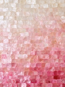 Capiz shell mosaic with a soft ombre transition from white to pink, creating an elegant iridescent decorative texture.