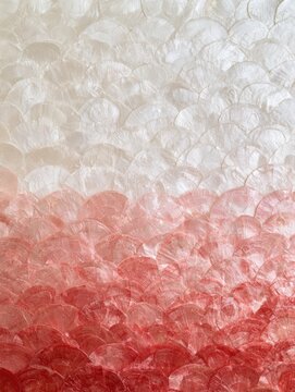 Capiz shell mosaic with a soft ombre transition from white to pink, creating an elegant iridescent decorative texture.