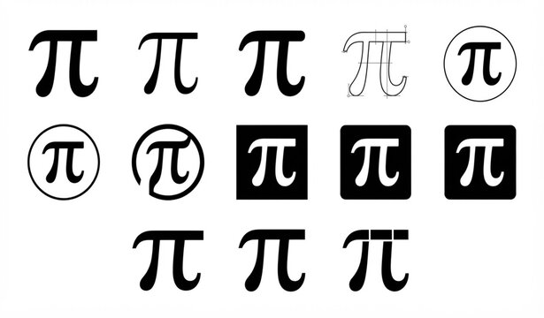Minimal Pi Symbol Mathematics and Geometry Vector Icon Collection