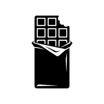 Chocolate Bar vector illustration featuring a partially unwrapped chocolate tablet with a playful bite detail in a clean minimalist style. Perfect for chocolate, candy, desserts, snacks, confectionery
