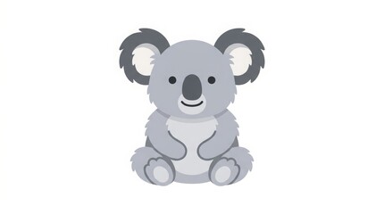 Naklejka premium Flat Color Vector Koala Illustration with Cute Australian Animal Character Isolated on White Background