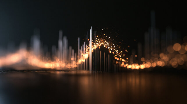 Abstract Glowing Digital Sound Wave and Big Data Visualization