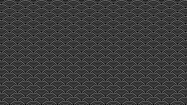 Black and White Seamless Wave Pattern Motion Background - Looping Animation, Japanese Wave

