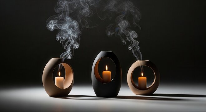 Serene Abstract Candle Glow With Wisps Of Smoke And Shadows