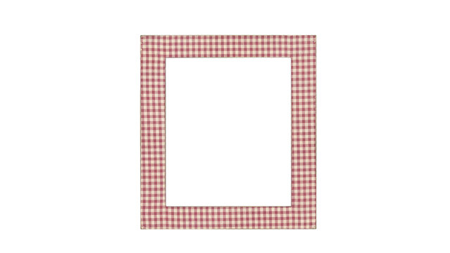 Red and white gingham checkered pattern frame square border with checkered isolated background template