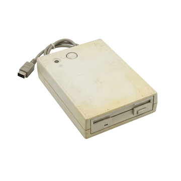Vintage external floppy disk drive with cable