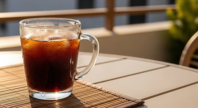 Refreshing Cold Brew Coffee Served Outdoors On A Sunny Afternoon