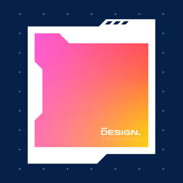 Futuristic square gradient background. Social media frame vector illustration.