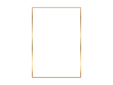 Golden frames border for invitation, stylish shiny glowing gold frame border design, elegant luxury thin gold banner