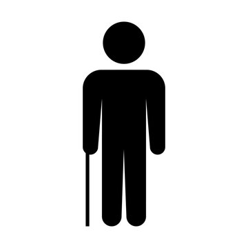 Person with a cane icon, physical or motor disability, disabled symbol, impairment mobility sign