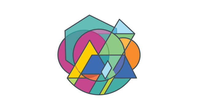 Abstract Geometric Shapes, Colorful Overlapping Forms, Modern Design Element