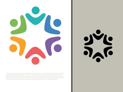 Colorful People Circle Icon Representing Teamwork and Community Unity Vector Illustration