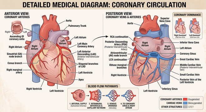 Coronary Circulation: Anatomy, Function, and Blood Supply of the Heart.