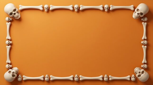 Skull and Bone Frame on Orange Background