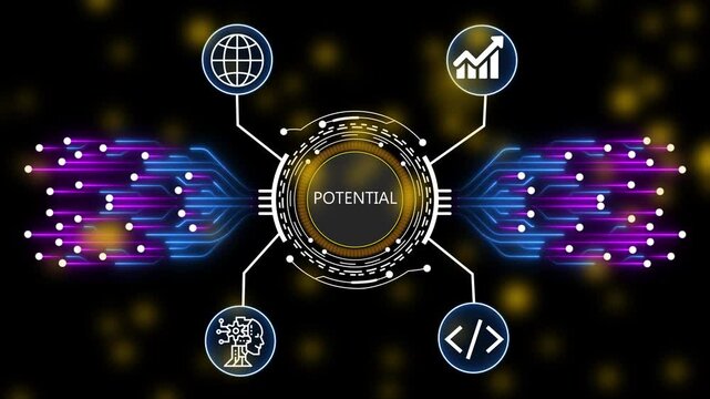 Potential Material Requirements Planning and AI Powered Manufacturing Management Digital Network Animation. 4k animation 