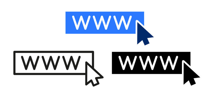 World Wide Web minimal icon set, url sign, browser hyperlink