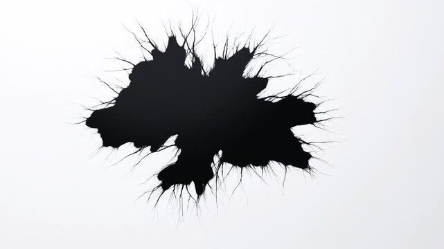 Black paint brush stroke isolated on white background with rough textured edges