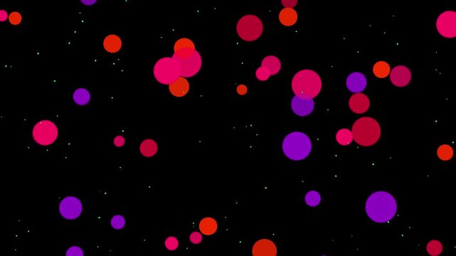 Colorful floating solid circles on black background