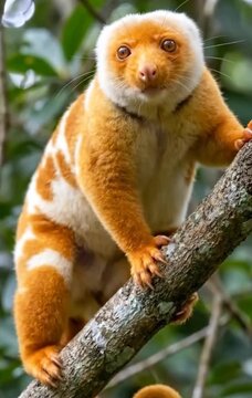 A pretty common spotted cuscus moving on a tree