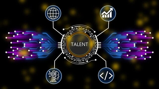 Talent Material Requirements Planning and AI Powered Manufacturing Management Digital Network Animation. 4k animation 