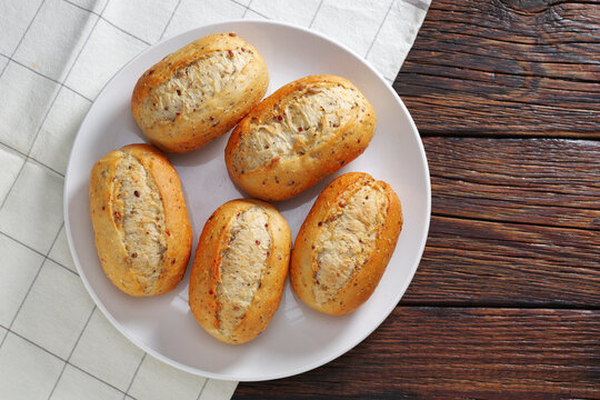 Fresh Grain Buns on Plate