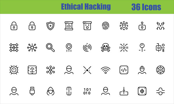 Ethical Hacking and Cybersecurity Icons