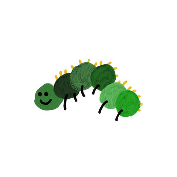 green cartoon caterpillar on a white background