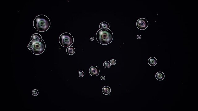 Abstract Floating Glowing Bubbles with Internal Swirling Vortex Patterns
